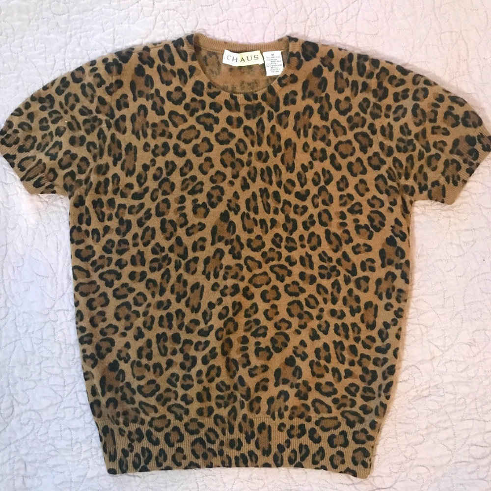 Leopard print lambswool blend, medium